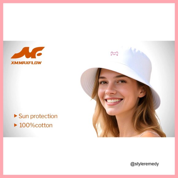 Cotton Bucket Hat Embroidered Summer Sun Hat Foldable Unisex